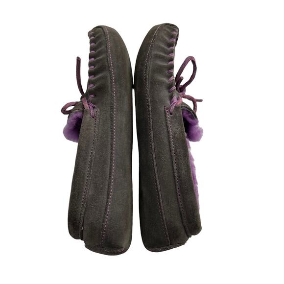 L.L. BEAN Kids Wicked Good Gray Shearling Slippers Size 2 - Picture 3 of 7